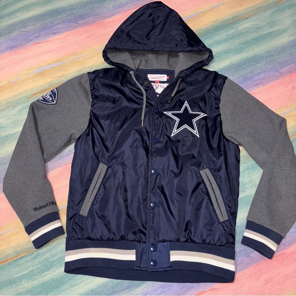 Mitchell & Ness Dallas Cowboys Navy/gray Snap Jacket men’s size M